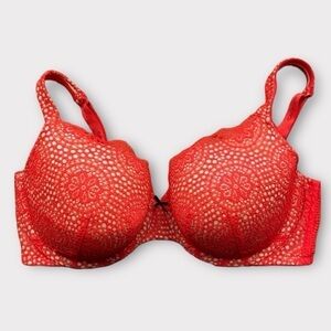 Cacique Lace T-Shirt Bra Red Orange 44DD